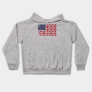 American Flag Fishing Kids Hoodie